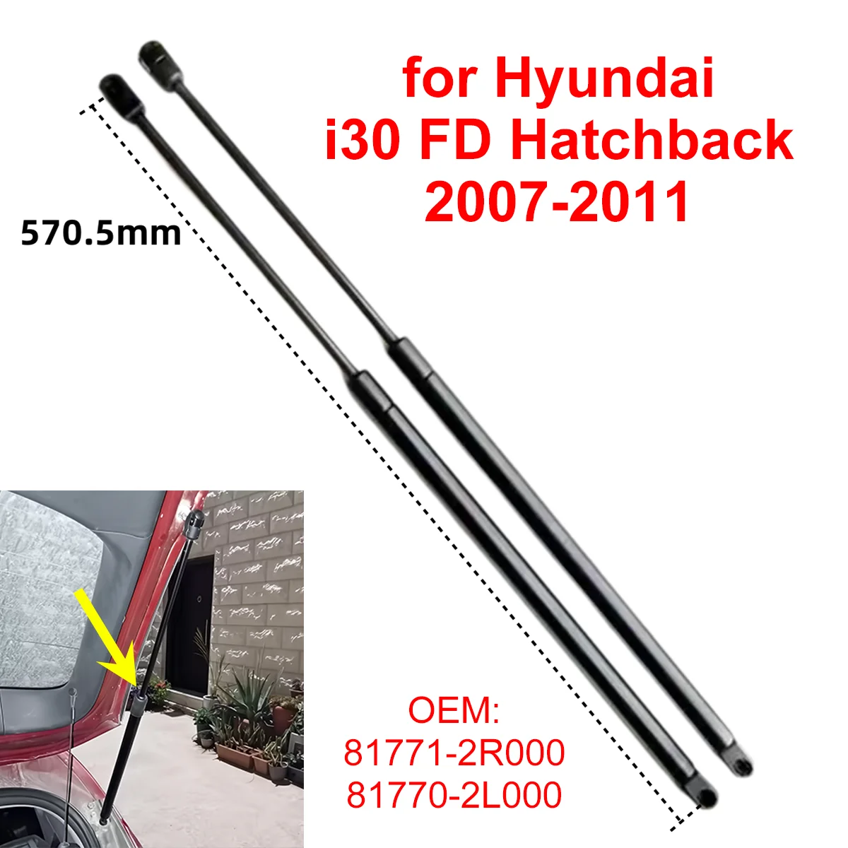 2Pcs 81771-2R000 Car Rear Trunk Boot Tailgate Gas Struts Damper Shocks Lift Support Rods for Hyundai I30 FD Hatchback 2007-2011