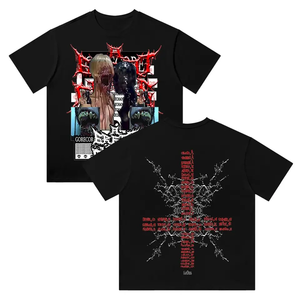 Ken Carson Chaos Error Camisetas Merch Verão Unissex Manga Curta