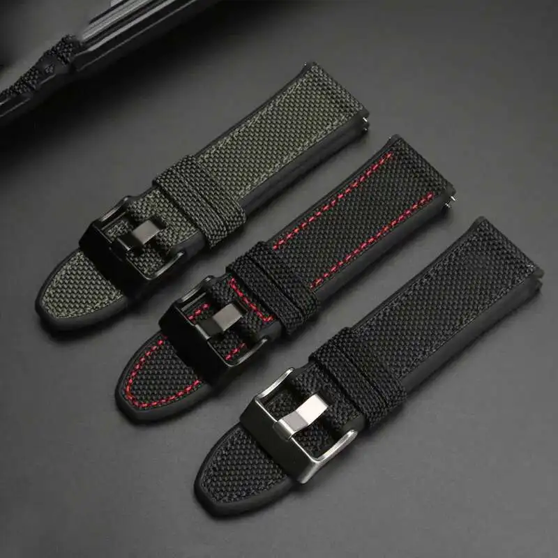 Nylon Watchband For DIESEL Dz4500 Dz4506 DZ7420 DZ4318 Canvas Silicone Watch Strap Men's Officer Series 24 26 28Mm Accessories