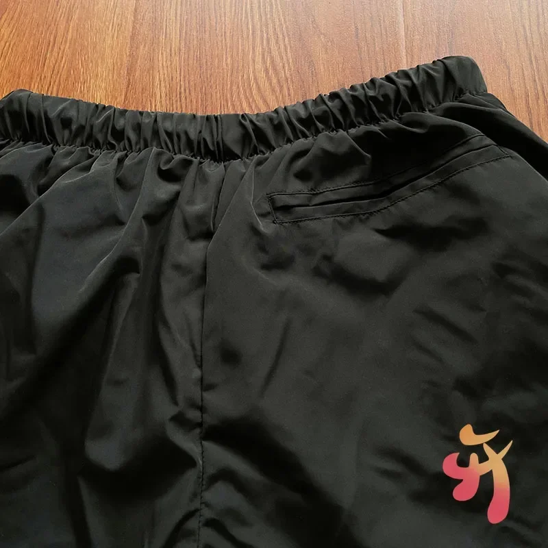 Cactus Jack Shorts Fashion Casual Loose Color Blocking Patch Black Drawstring Elastic Waist Shorts Men Women Streetwear Pants