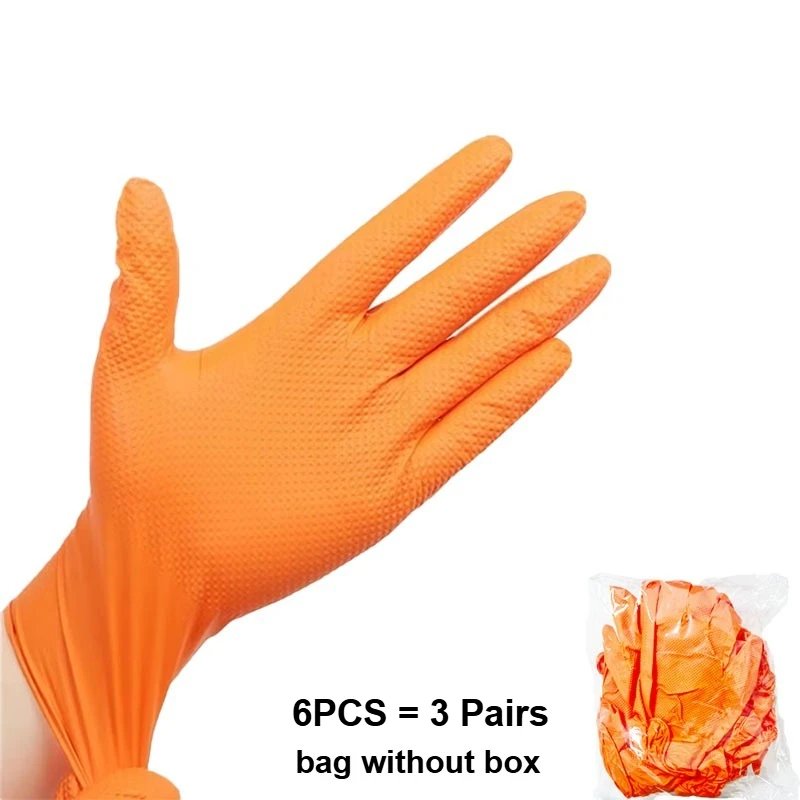 Extra dicke Einweghandschuhe aus Nitril in Schwerorange, 8,5 ml – puderfreier, pannensicherer Schutz – Arbeitshandschuh mit Diamantstruktur
