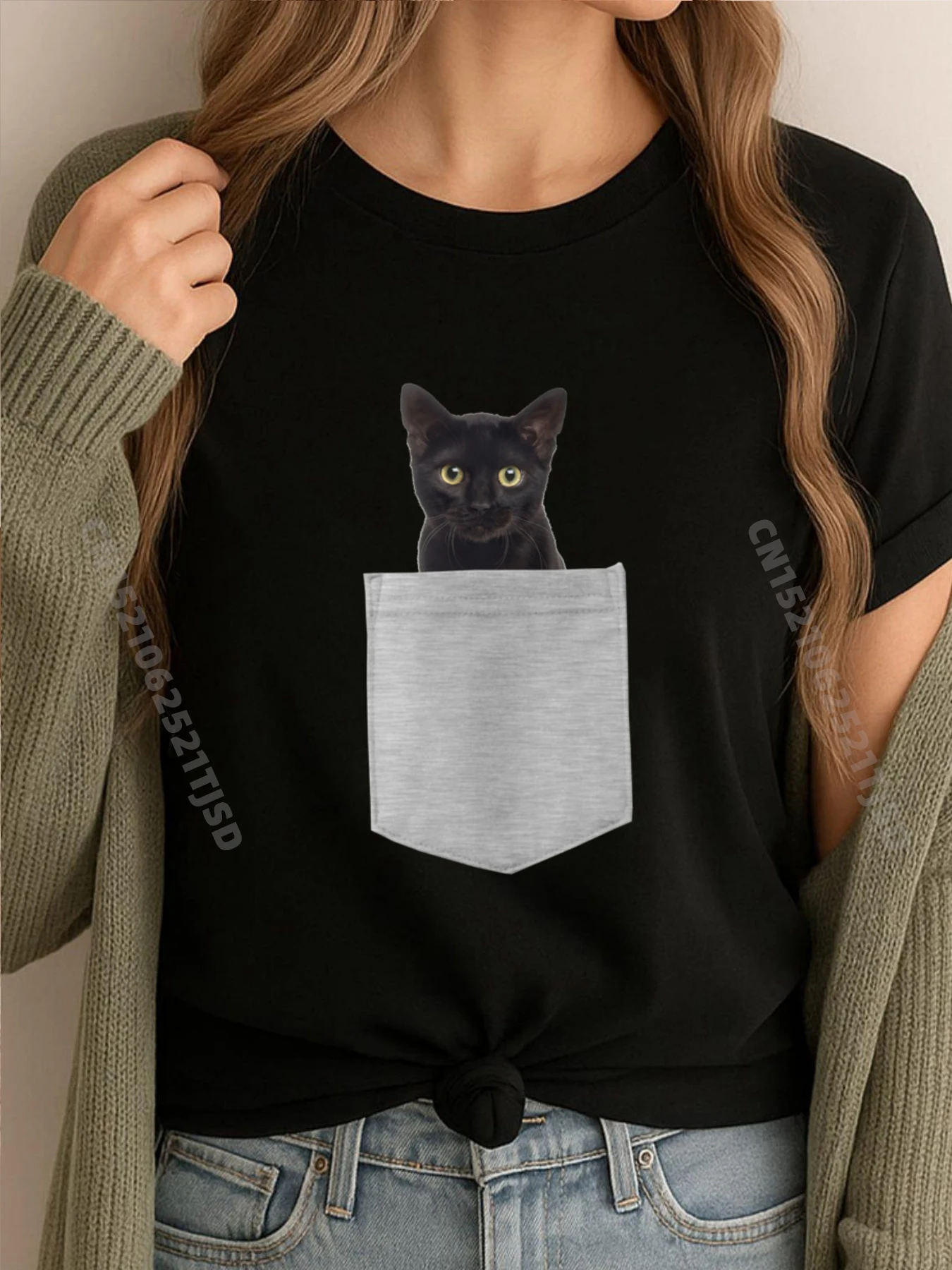 

Футболки с 3d принтом «Животные в кармане», черный кот, винтажные мужские топы, футболки Vaporwave