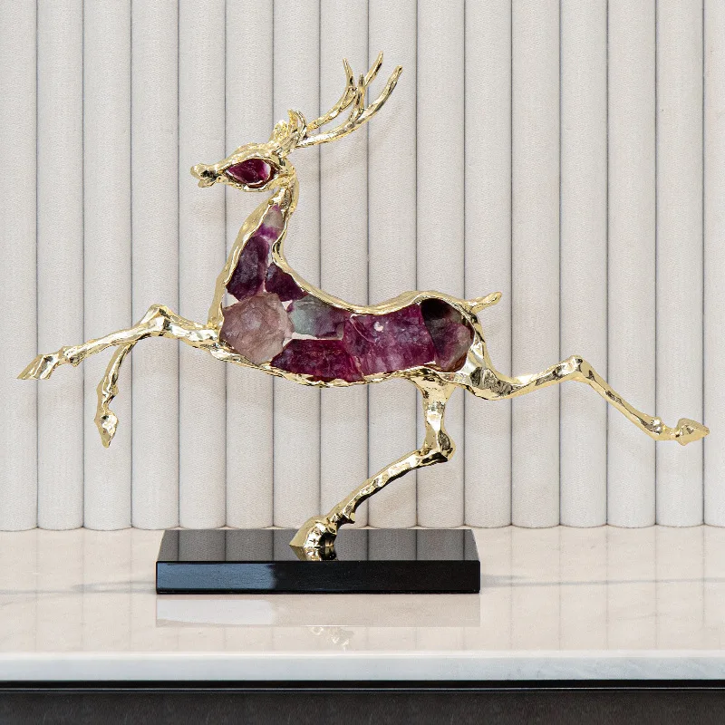 Amethyst gold deer ornament model room Sales department Hotel living room Dining side cabinet Wine cabinet Light luxury