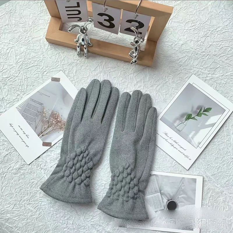 قفازات الشتاء الطلابية المضادة للبرد المخملية المضادة للارتداء بلون سادة قفازات ركوب الخيل الدافئة في الهواء الطلق #2