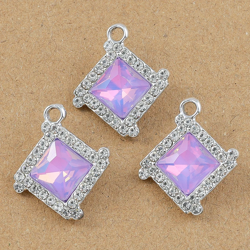 10 Stück 21*18mm Edelstein Kristall Geometrische Charms Anhänger für Schmuckherstellung Ohrringe Armband DIY Halskette Zubehör Zubehör – Detail 4
