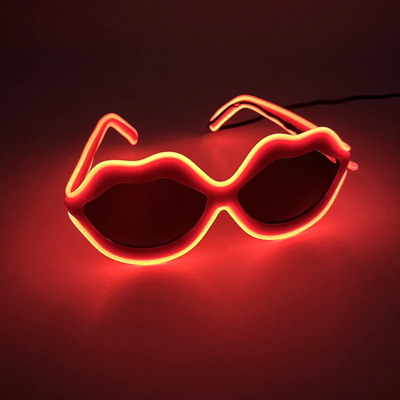 

Funny Kiss Me Sunglasses Red Lips Glasses Girls Women Eyewear Decor Neon Led Light Flashing Around Bar Night Club