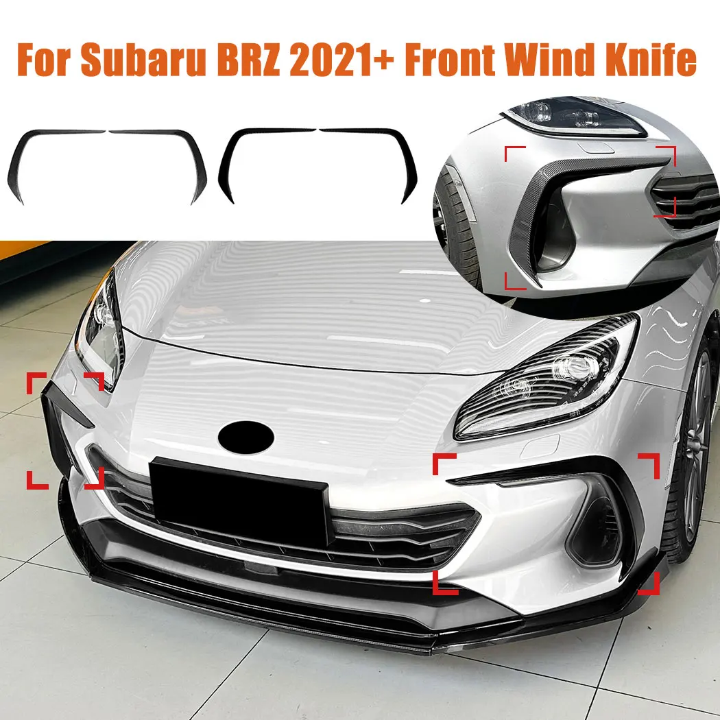 For Subaru BRZ 2021+ Front Bumper Wind Knife Spoiler Side Blade Grille Exterior Modification ABS Black/Carbon Auto Strickers