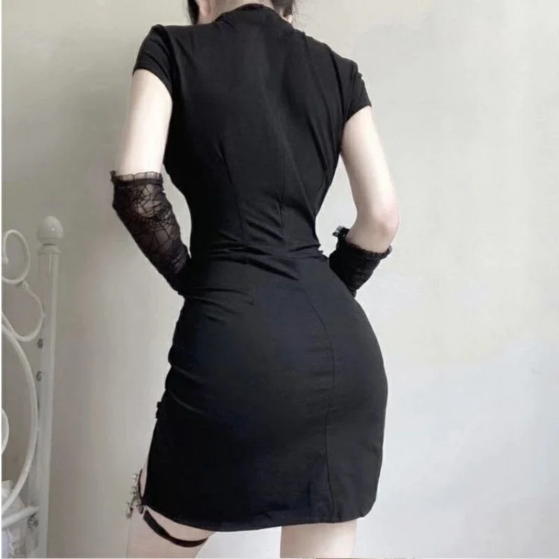 Vintage Button Short Sleeve Qipao Traditional Chinese Silm Dresses  Mandarin Collar Vestidos Sexy Mini Split Cheongsam Women2025