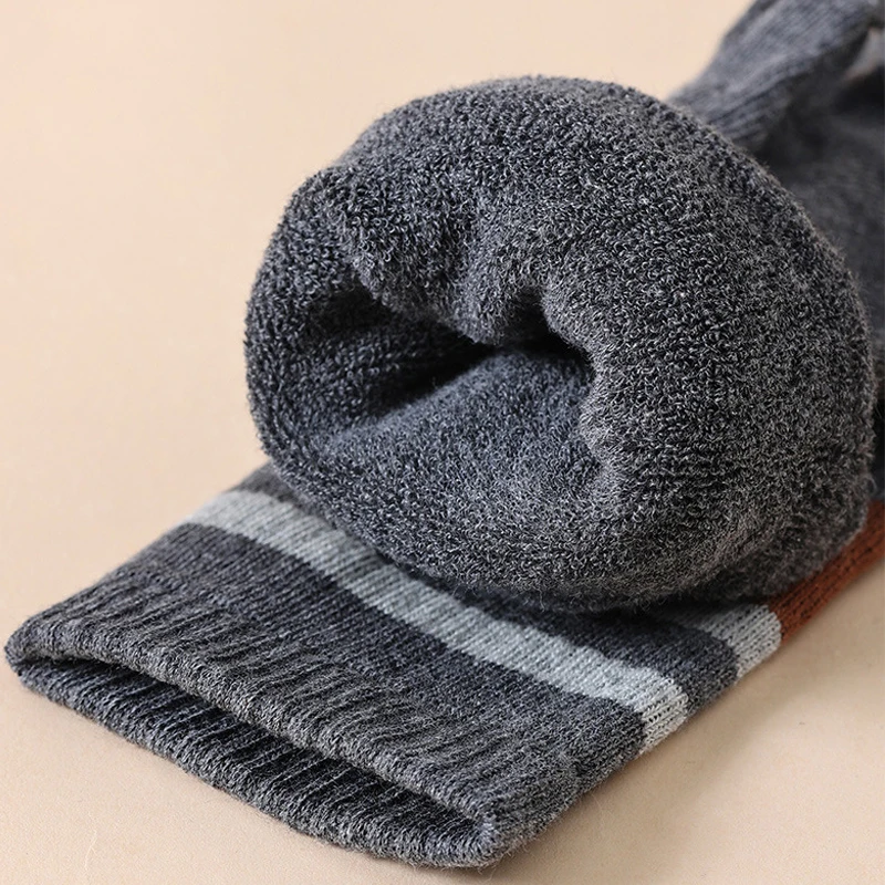 5 paires de chaussettes à bout éponge pour hommes, en coton rayé, épais, doux, élastique, absorbant la sueur, garde au chaud, robe de soirée longue, chaussettes joyeuses à 5 doigts