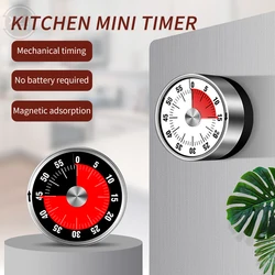 Creative Magnetic Stainless Steel Timer Mechanical Digital Kitchen Timer Cooking Study Fitness Countdown 60 Minutes Alarm Clock