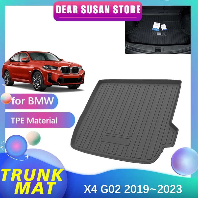 

Специальный коврик для багажника для BMW X4 G02 M Sport M40i M40d 2019 ~ 2023 2020 2021 2022 ТПЭ, водонепроницаемый напольный коврик, коврик для украшения пространства, аксессуары