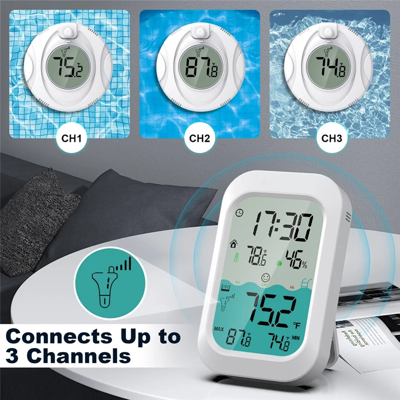 

A26F-Wireless Pool Thermometer -20-60°C Easy To Read For Bath Water Spas Aquariums 500 Feet Floating Pool Thermometer