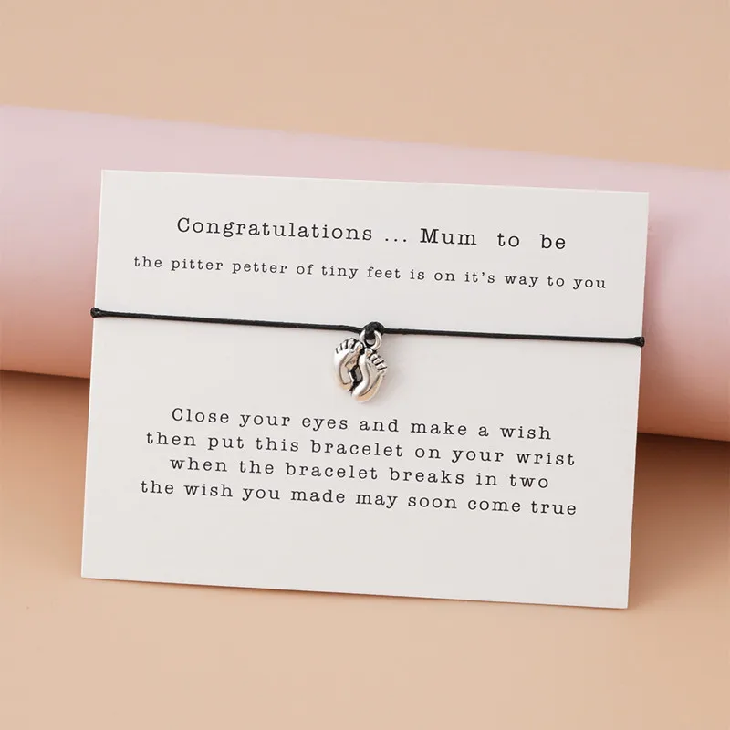 New Little Feet Pendant Mother to be Blessing Card Bracelet Handwomen Jewelry