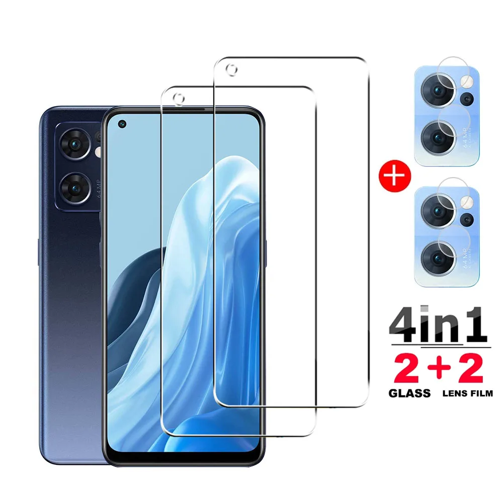 4IN1 Protective Glass for OPPO Find X5 X3 Lite Clear Screen Protector on Reno 8 5 Lite Tempered Glass on Reno 8 8T 7 6 Pro Plus