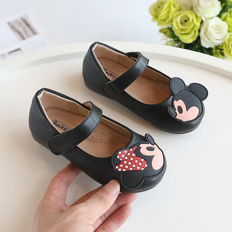 

Disney Girls Shoes Basic Mary Janes Kids Shoes Flats Baby Toddlers Anti-Slippery Casual Shoes for Child Leather Shoes Black