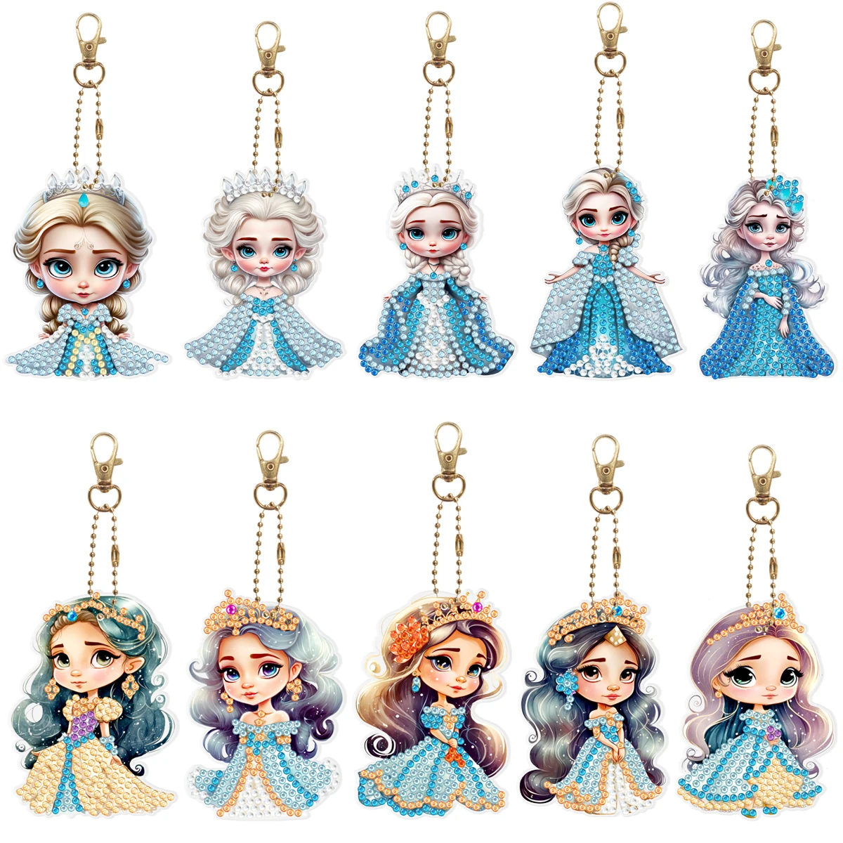 

Disney Diamond Painted Keychain Ice and Snow Princess Keychain Cartoon Animal Pendant DIY Diamond Painted Embroidery Mosaic Art