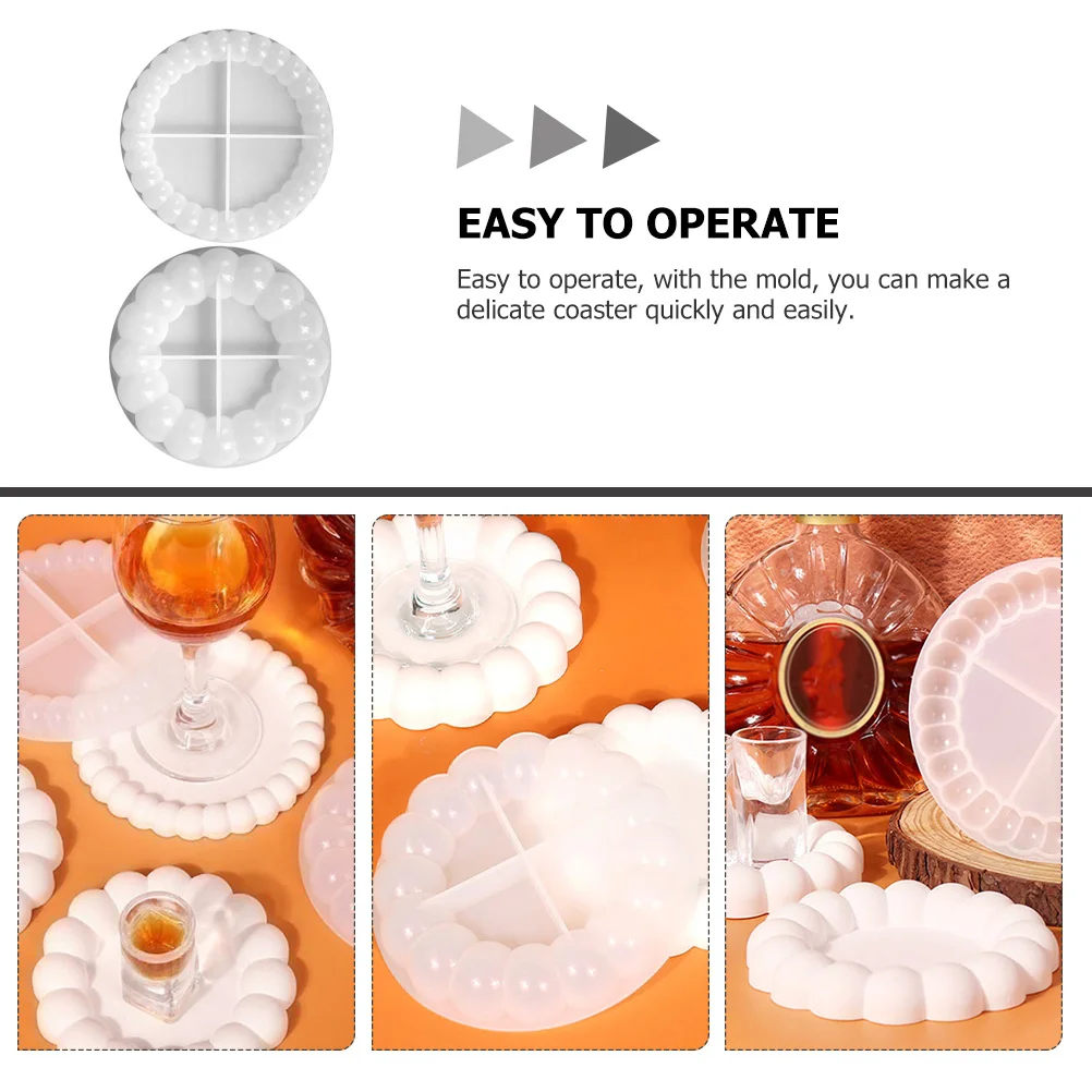 2 قطعة قالب كوستر سيليكون غير عصا قالب راتينج متين سهل التشكيل لتقوم بها بنفسك كأس الايبوكسي حصيرة صينية الصب قالب كوستر الزخرفية #3