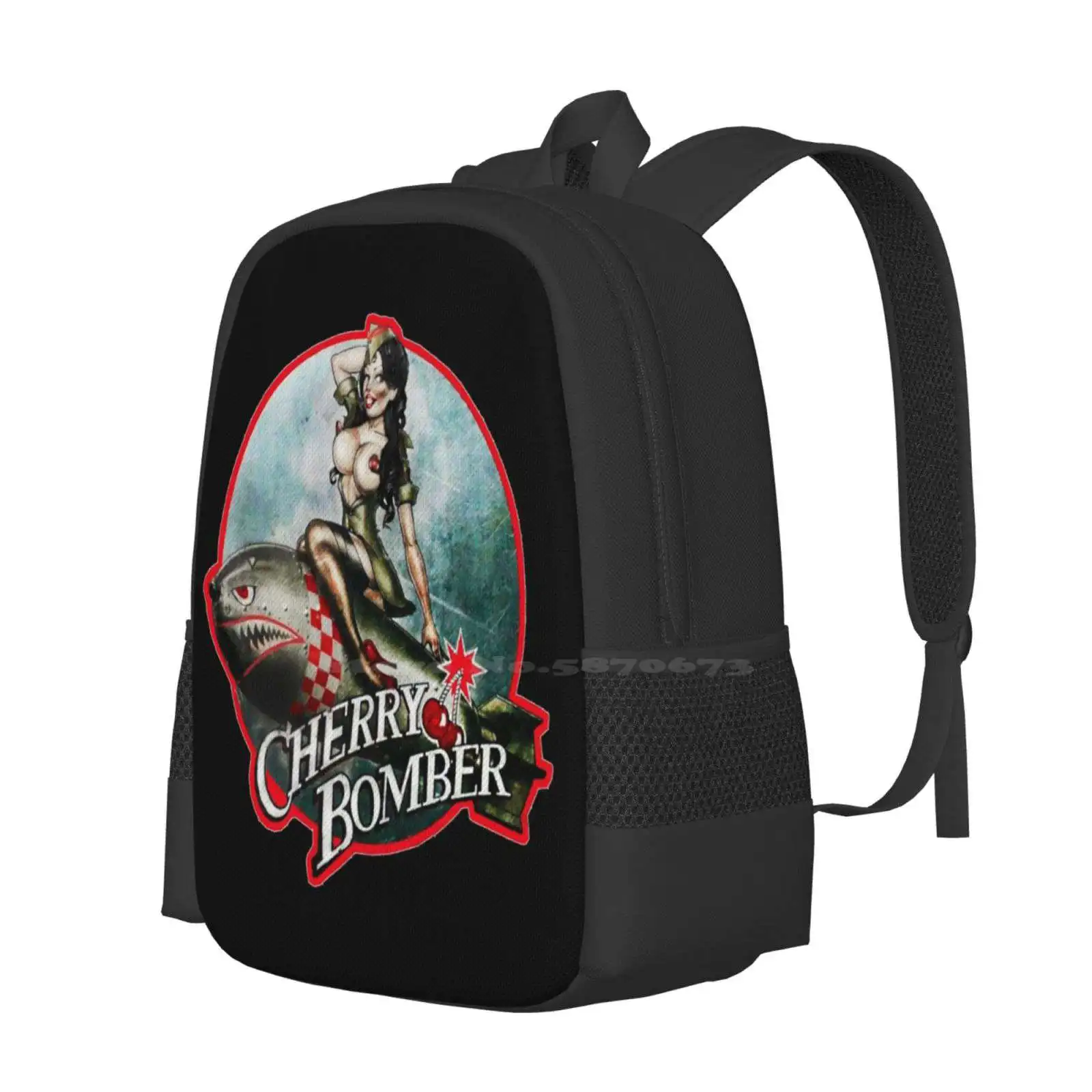 Cherry Bomber Old School Pinup School Bags Travel Laptop Backpack Psychobilly Oldies Airforce Jonny Cash Swing United States