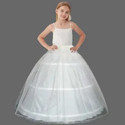 White Petticoats for Children Ball Gown Wedding Flower Girl Dress 2/3 Hoops Crinoline Puffy Kids Slip High Quality Underskirt