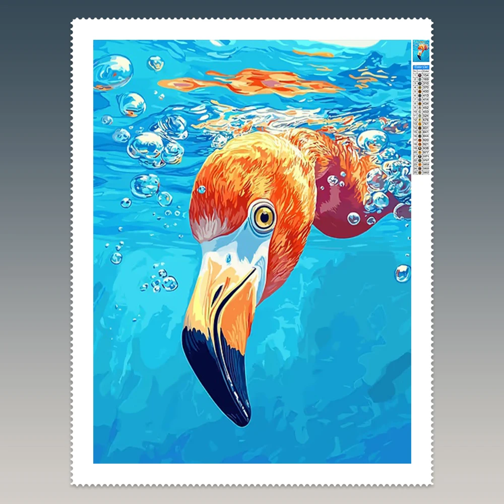 Pintura de diamante 5D de flamenco de buceo, parodia de animales, bordado de diamantes artesanal, decoración de pared del hogar, regalo