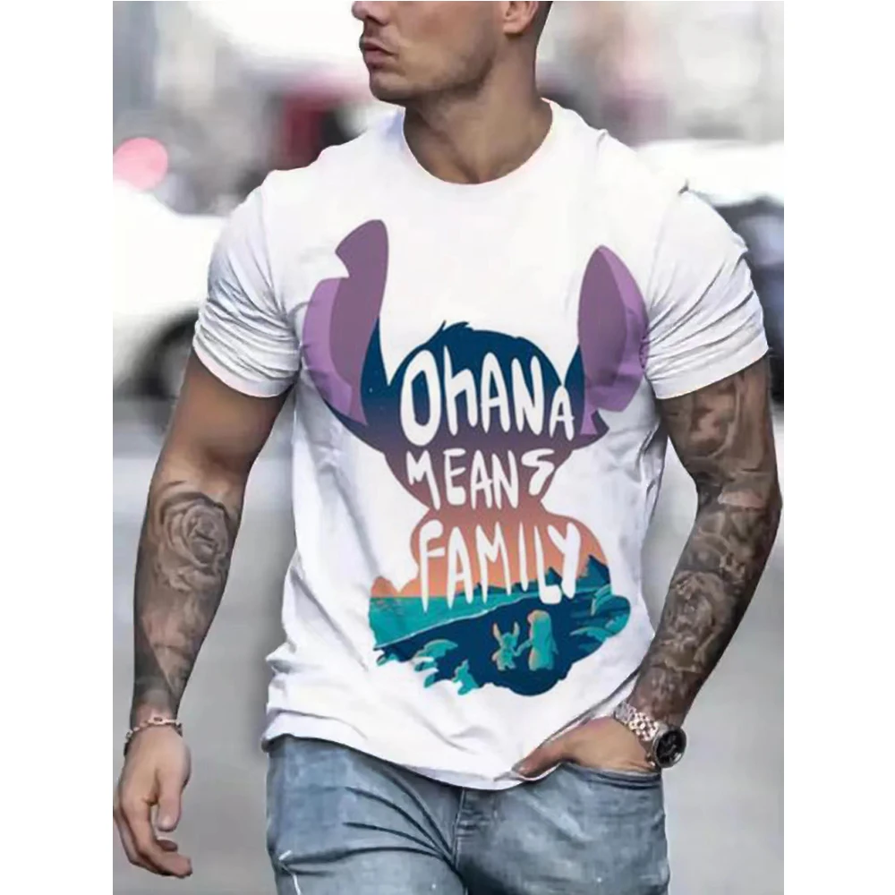 Leisure Lilo & Stitch T-Shirts Men Women Crewneck Pure 3D Printing T Shirt Distressed Stitch Portrait Tee Shirt Plus Size Clothe