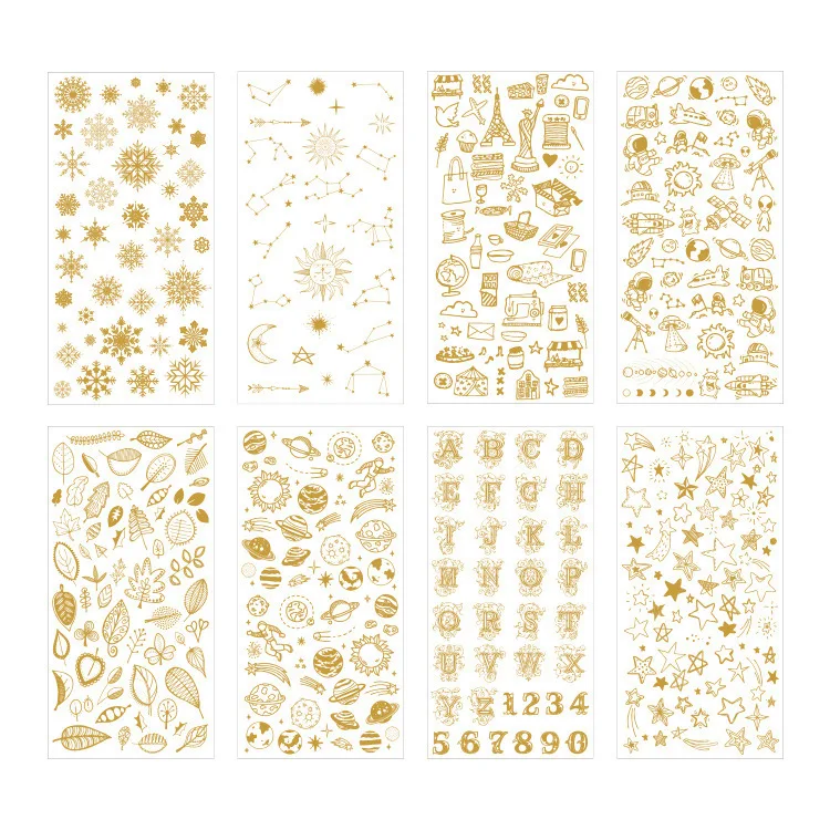 

Hot Stamping Snowflakes Stars Leaves Stickers Twelve Constellations Creative DIY Hand Account Stickers