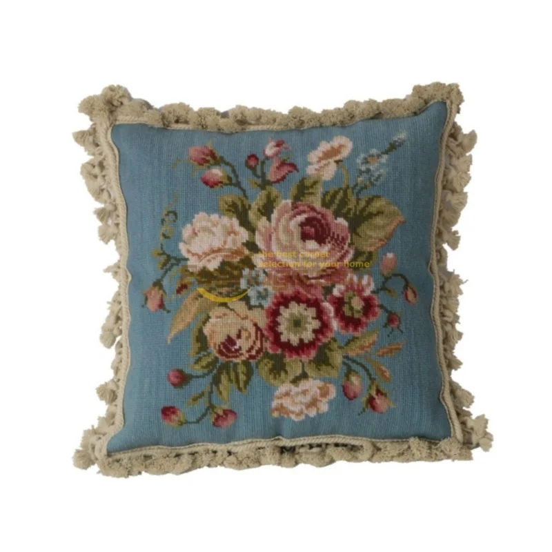 blue handmade stitches cushions needlepoint woven  Country Renaissance hand  halloween pillow