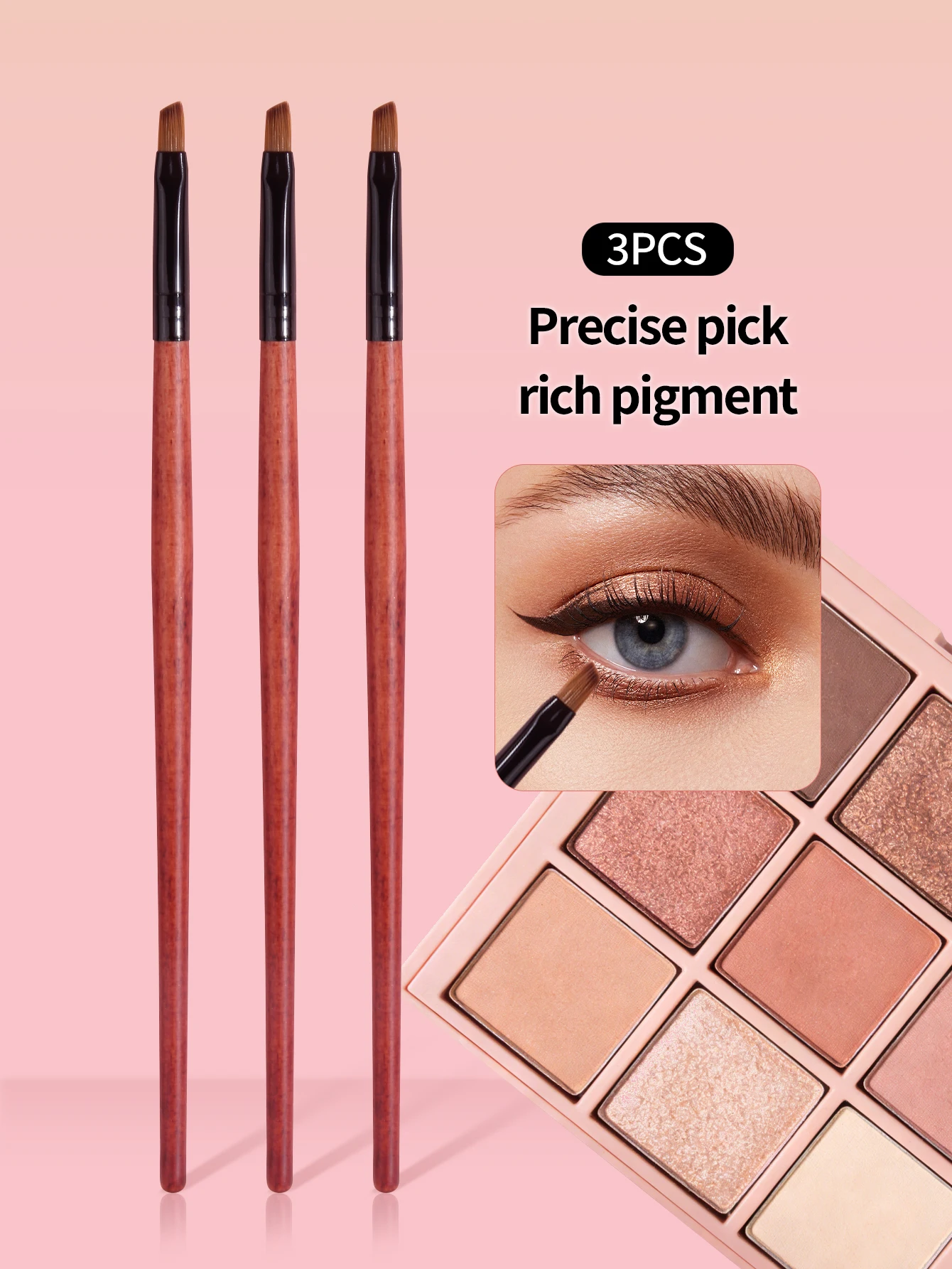 3pcs Angled Blade Eyeliner Brush Ultra Thin Fine Eyebrow Brush Flat Sickle Eyeliner Brushes Thin Angled Eyeliner Makeup Tools