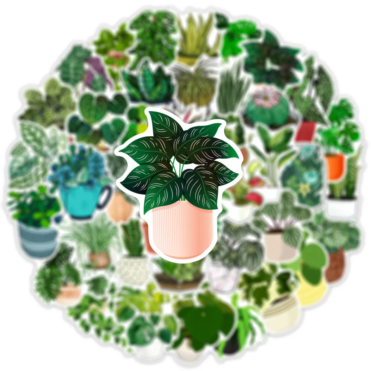 Pegatinas de estética verde de plantas bonitas para niños, decoración DIY para nevera, cuaderno, bicicleta, teléfono, Maleta, pegatina de dibujos