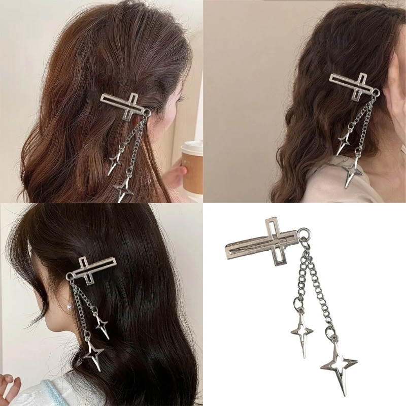 Alloy Crosses Hairpin Silver Hair Clip Openwork Elegant 2000s Trend Silver Bunches Headwear Sweet Balletcore Trend