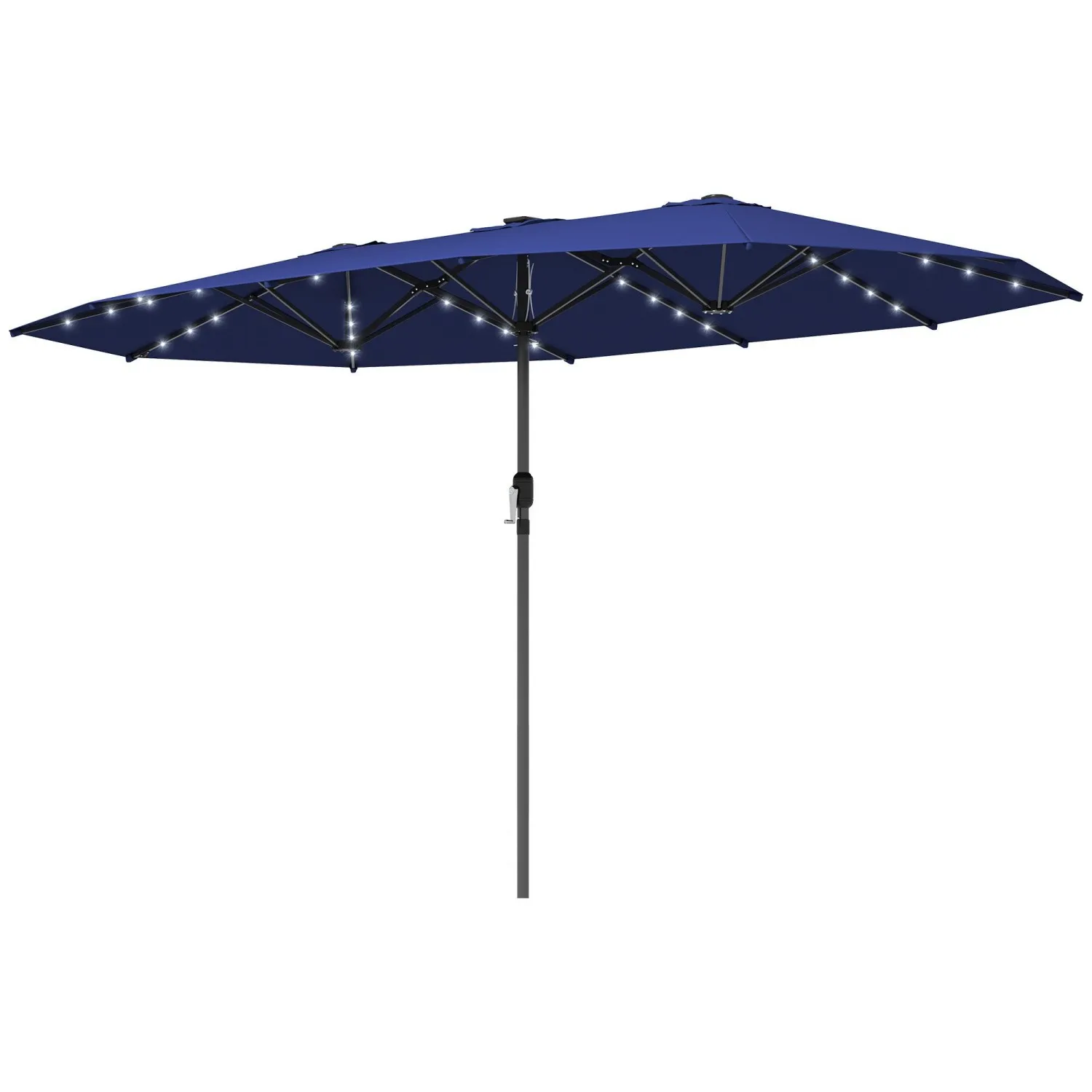 

dropship Outsunny Garden Parasol, Double-Sided Sun Umbrella with LED Solar Lights, Patio Parasol for Outdoor, Navy Blue dropship