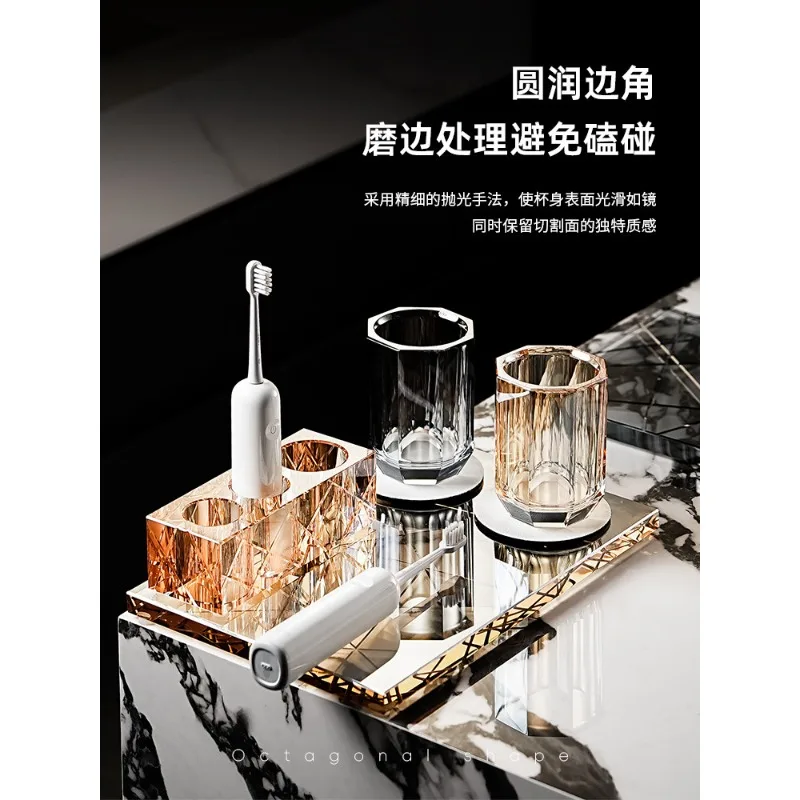 Premium luxury Luo crystal glass electric toothbrush rack brushing cup set bathroom high-end storage
