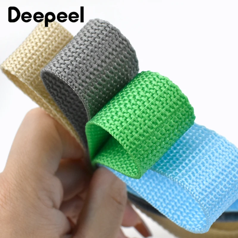 3Meters Deepeel 20-50mm Colored PP Nylon Webbing 1.1mm Thick Ribbon for Bag Strap Belt Clothes Bias Tape DIY Sewing Accessories