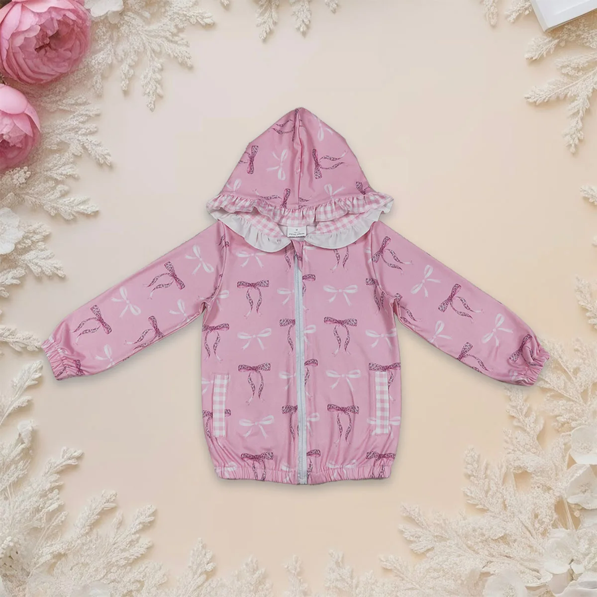 

Hot Sale Baby Girl Clothes Hoodies Top Pink Bows Toddler Kids Jacket Long Sleeve Zipper Pocket Pullover Sweatshirt Clothing