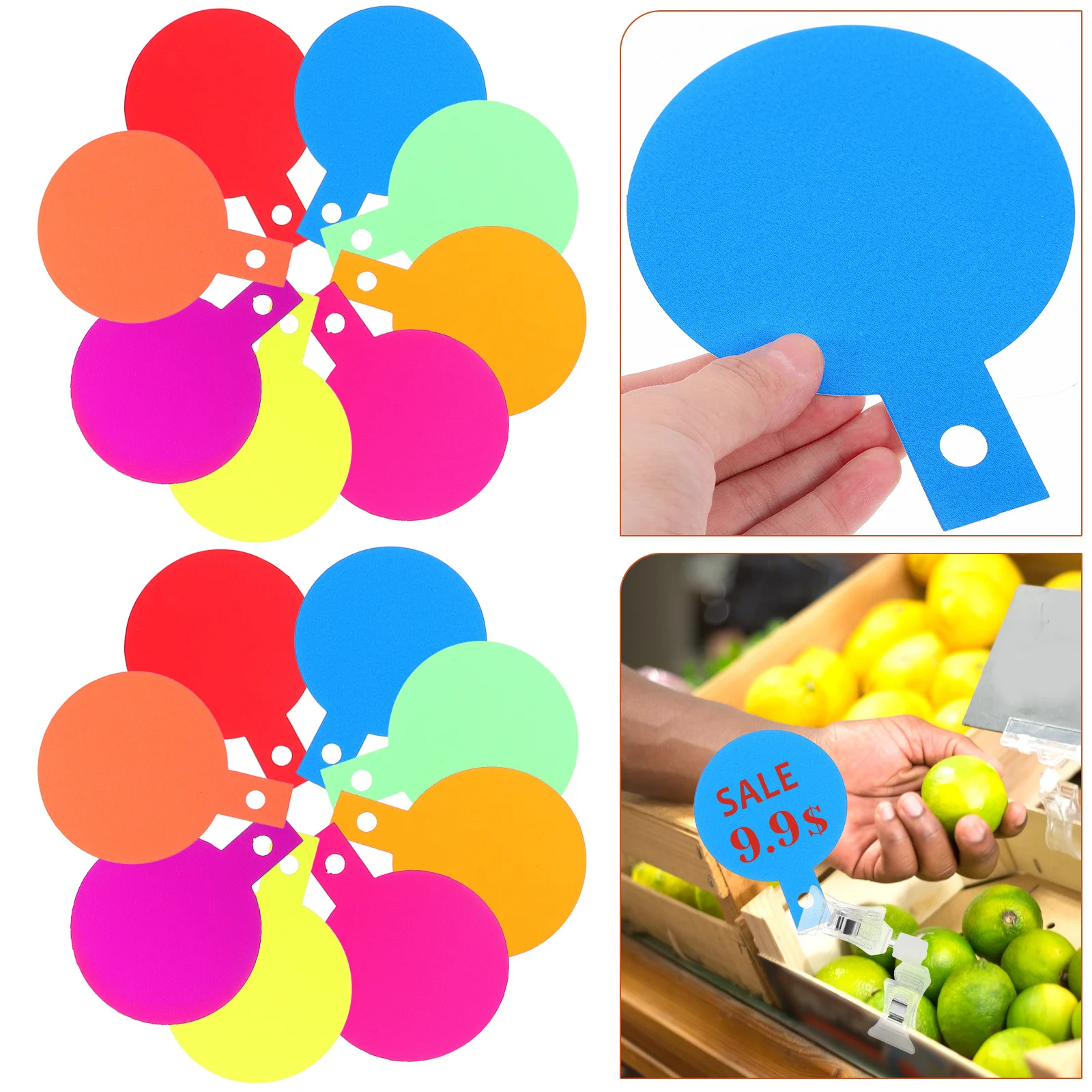 

80Pcs Price Tags Supermarket Retail Signs Blank Labels Bright Color Practical Price Tags Advertising Labels