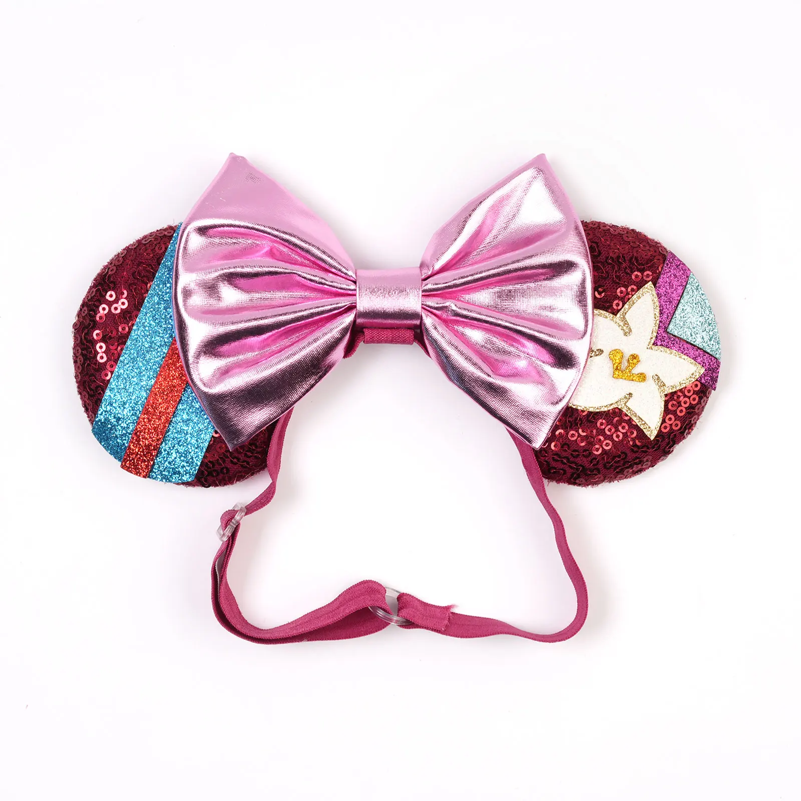Mulan elastische Haarbänder für Mädchen, Cosplay, Cartoon-Kleidung, Ohren, Haarschmuck, Damen, Magnolienblüten, Pailletten, Schleife, Stirnband für Kinder – Detail 9
