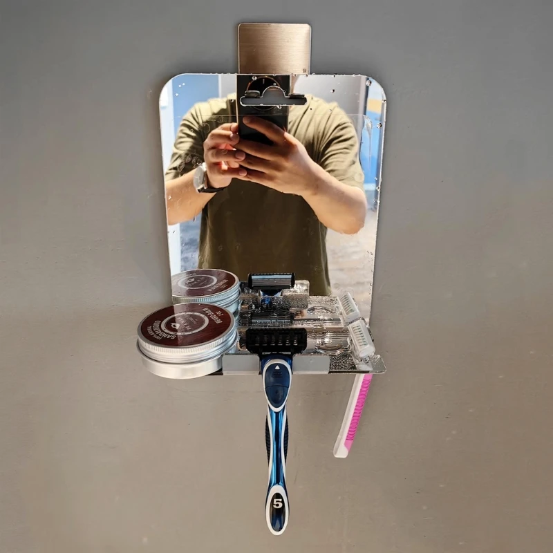 Gương tắm không sương mù có giá đỡ dao cạo, Gương cạo râu chống sương mù để tặng quà tắm