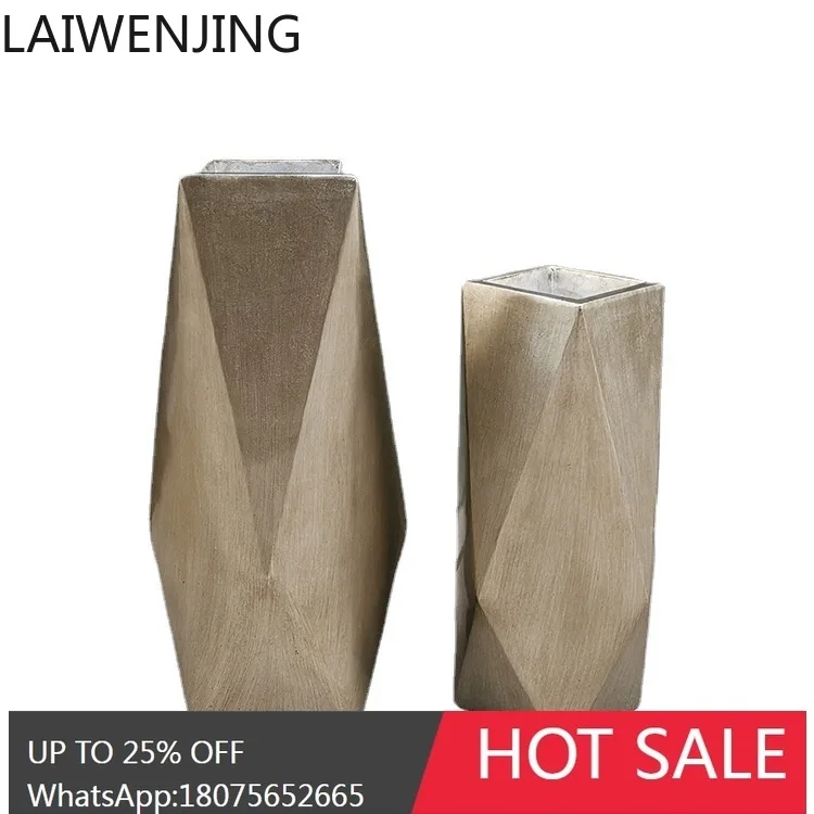 

HLZ European Style Fiberglass Floor Vase Antique Fashion Home Hotel Lobby Miniature Landscape Ornament