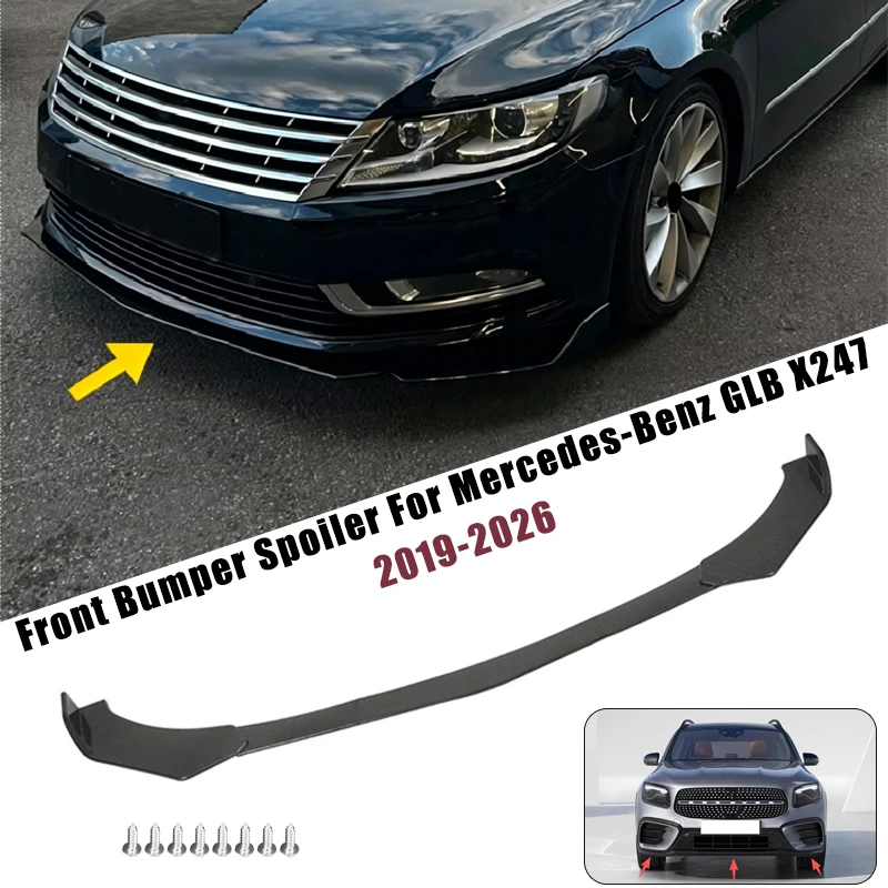 Sport Front Bumper Splitter Spoiler Lip For Mercedes-Benz GLB X247 2019-2026 5Pcs Adjustable Sectional Car Tuning Body Kit