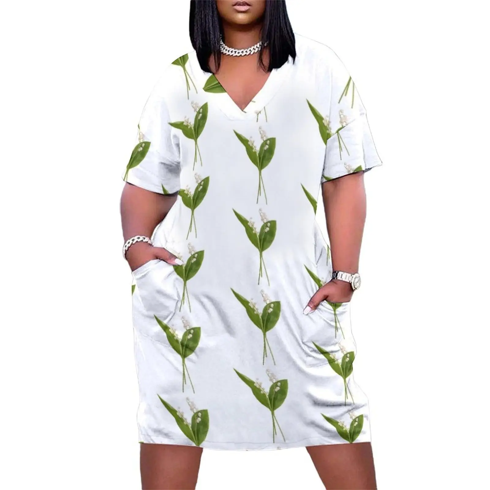 

Lily of the valley in vector Loose Pocket Dress dress dresses summer dresses Women's skirt dresses for womens 2025