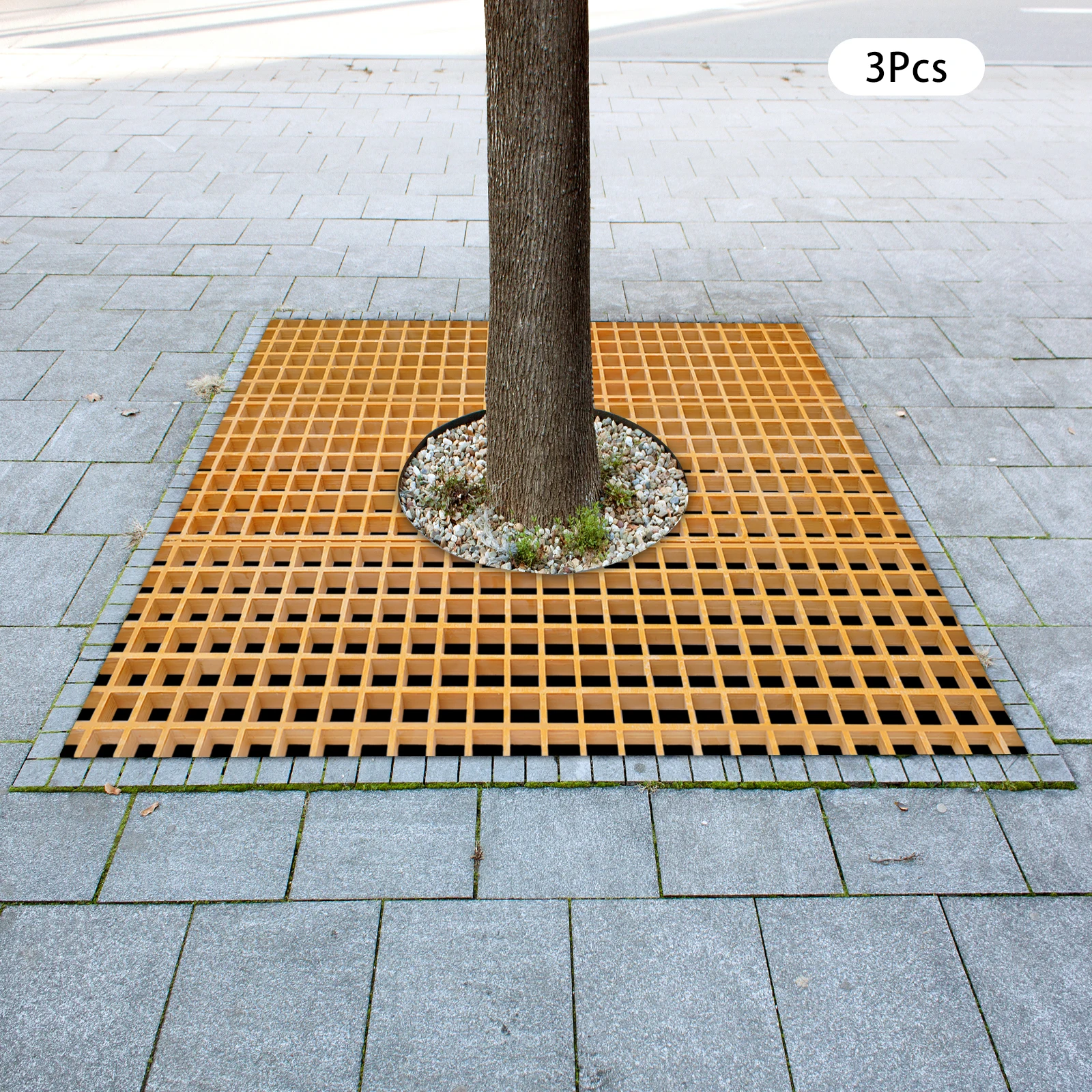 1,102.31 Lbs Load Bearing Yellow Drainage Grating Covers Floorstanding for Car Washes Outdoor Green Belts