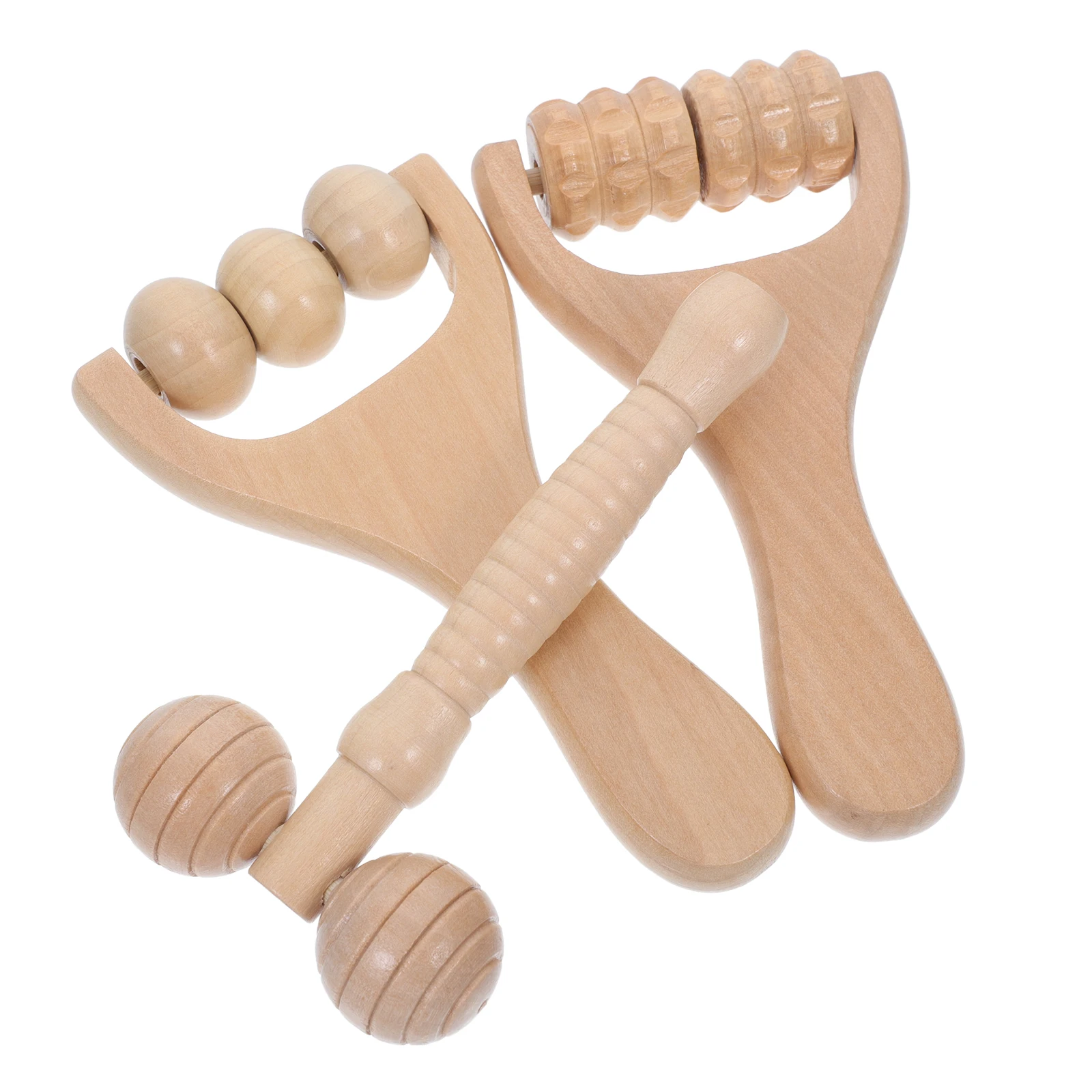 

3pcs Wooden Facial Massager Set Face Roller Tools Skincare Essentials Beauty Roller For Neck Eye Puffiness Reduction Portable