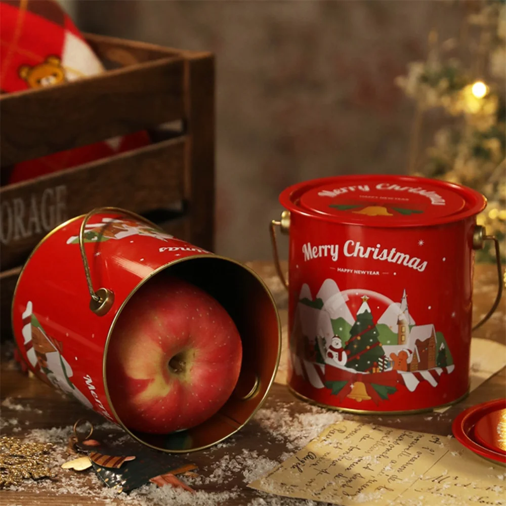 Metal Square Mini Christmas Candy Gift Box Portable Christmas Candy Box Christmas Tote Bag Open And Close Gift Boxes