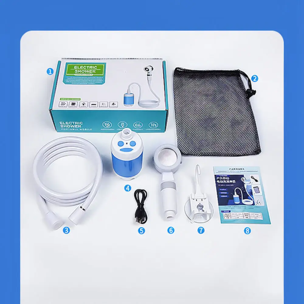 Rechargeable Outdoor Camping Shower Portable Water Dispenser Electric Bathing System For Hiking Travel Dormitory Gear