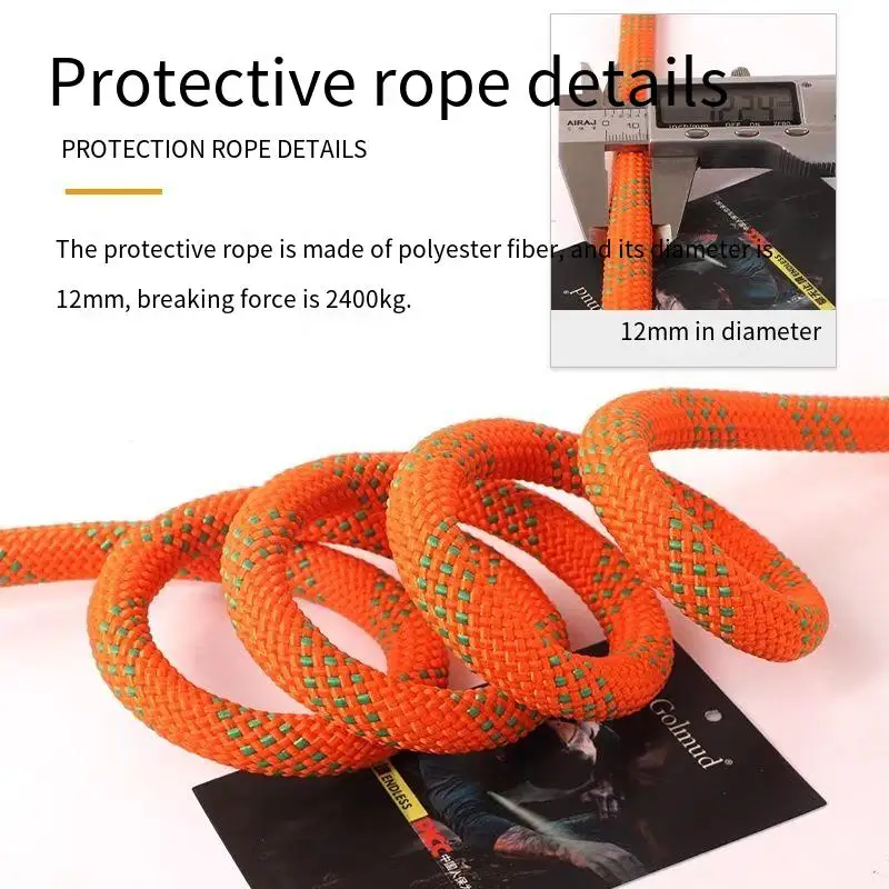 12mm Safety Rope for High-Altitude Operations - AC Installation Lanyard, Professional Rock Climbing Fall Arrest Rope