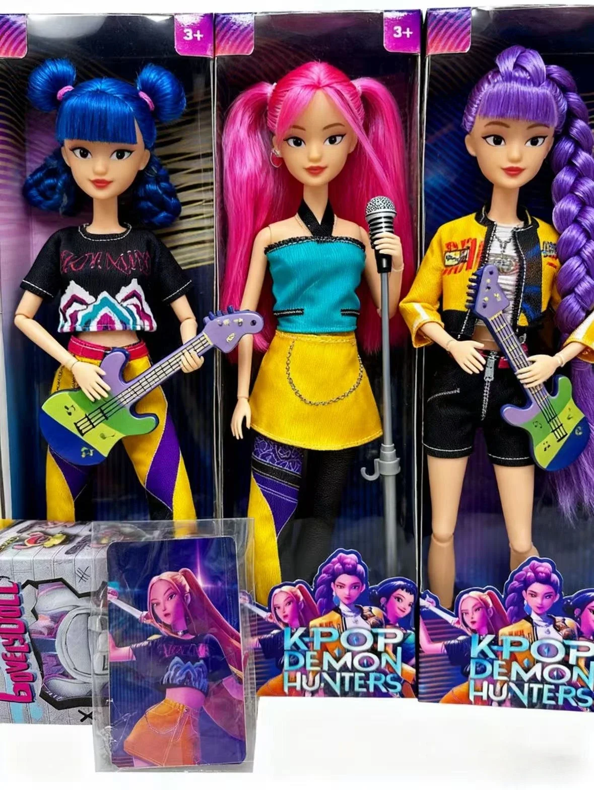 K-POP Demon Hunting Girl Group Anime Marioneta de 12 articulaciones de 11,5 pulgadas con luces de arcoíris