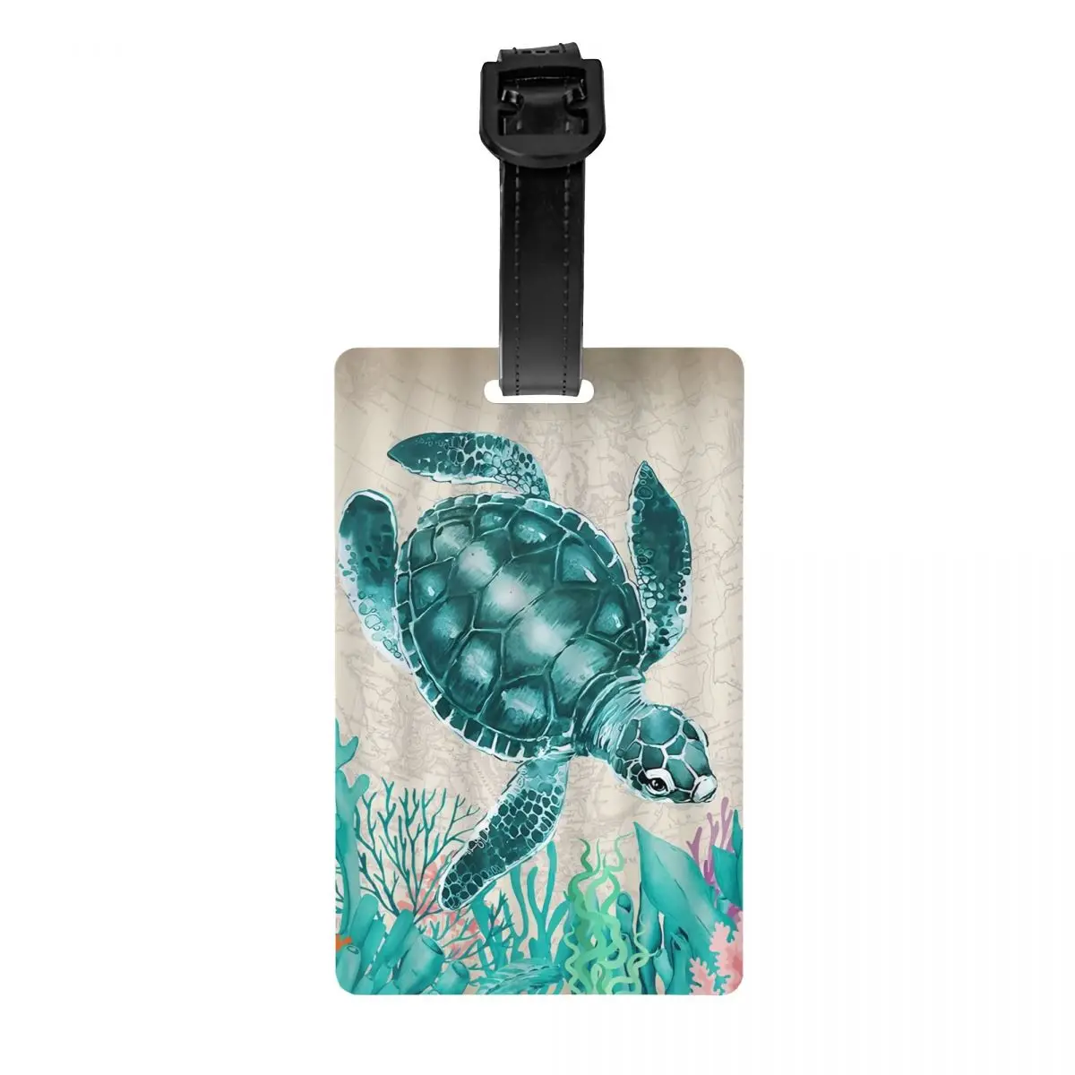 Custom Ocean Sea Turtle Luggage Tag Custom Baggage Tags Privacy Cover ID Label