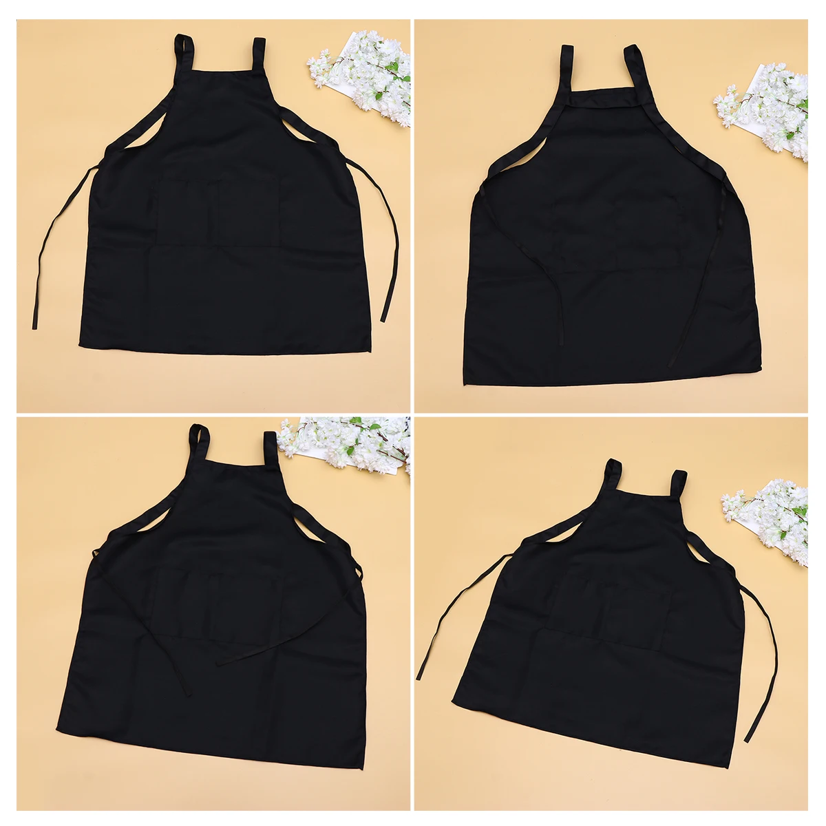 

Apron Coffee Shop Waterproof Aprons for Dishwashing Working with Pockets Kitchen Cooking Black Adult