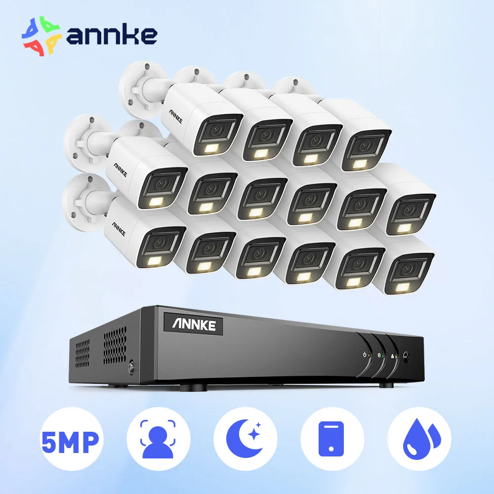 ANNKE 16Ch 3K DVR CCTV Security Camera System 5MP HD CCTV Camera EXIR Night Vision Outdoor/Indoor Surveillance Cameras