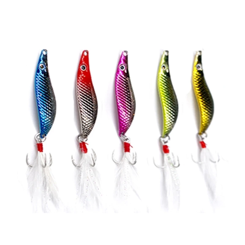 5Pcs Rotating Metal Vibration Bait Spinner Spoon Sequins Fishing Lures 5/7/10/15/20g Jigs Trout Winter Fishing Hard Baits Tackle